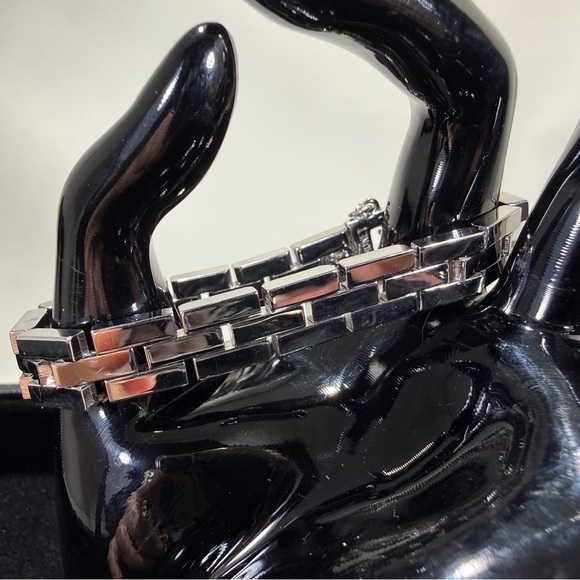 Monet Jewelry - Vintage 80s Monet Shiny Silver-tone flat link Chain Bracelet 7”